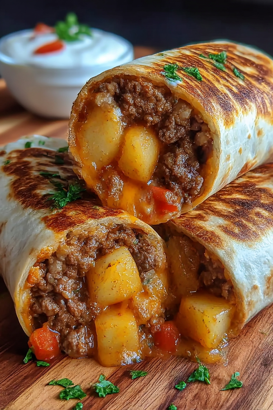 Cheesy Beef Potato Burritos image 2