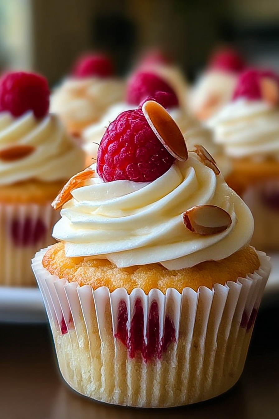 Almond Wedding Cake Cupcakes with Raspberry Filling image 2