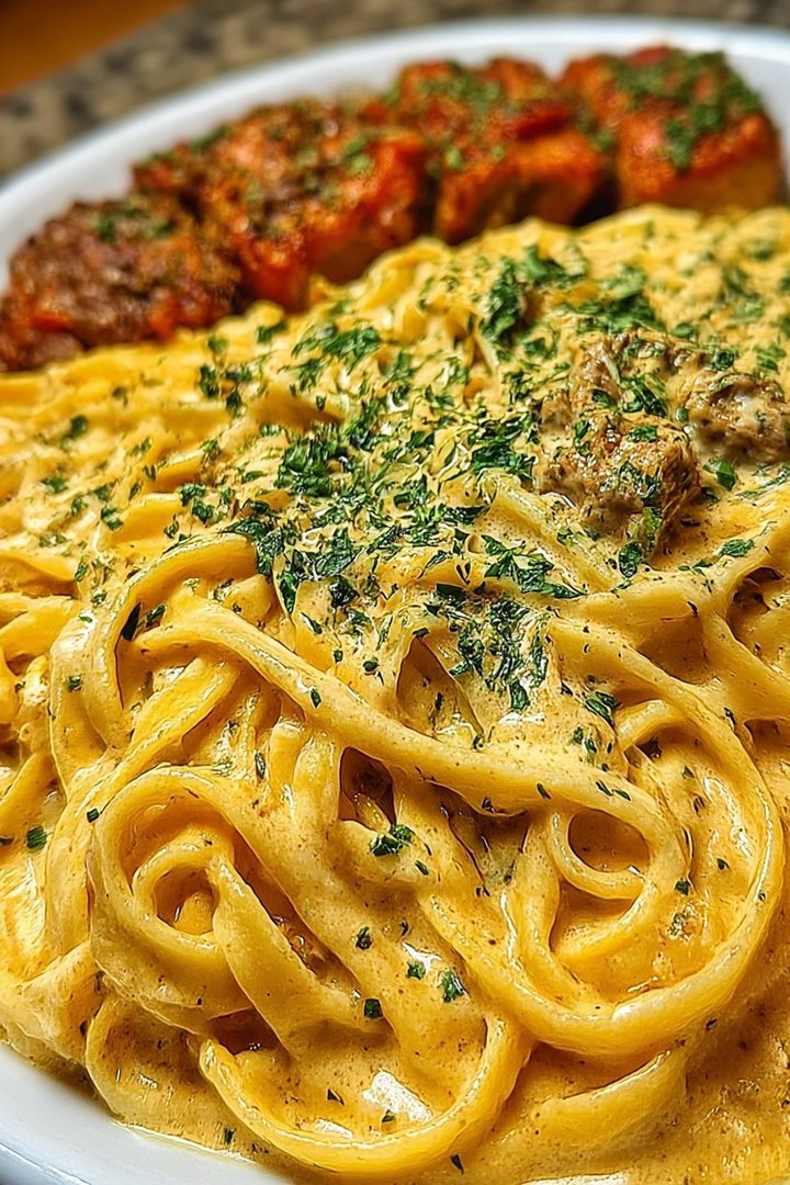 Cajun Beef Linguine in Creamy Velveeta Parmesan Garlic Sauce image 2