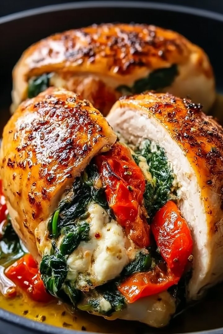 Roasted Red Pepper, Spinach, and Mozzarella Stuffed Chicken image 2