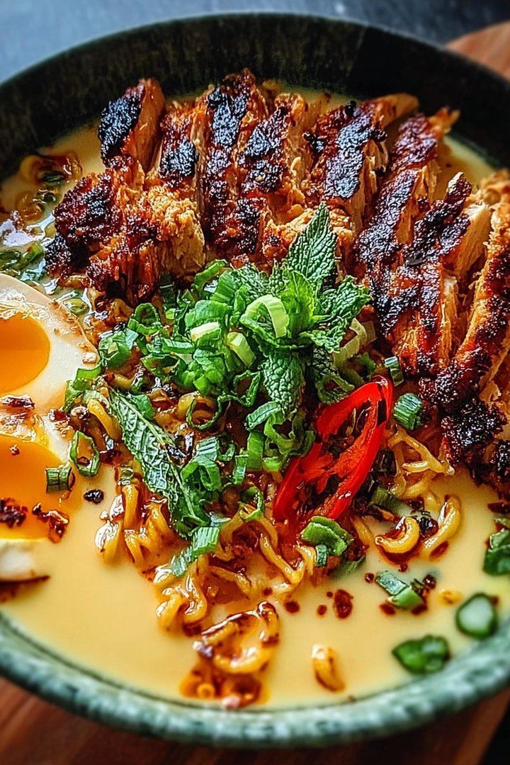 Spicy Chicken Ramen Recipe with Creamy Garlic Sauce image 2