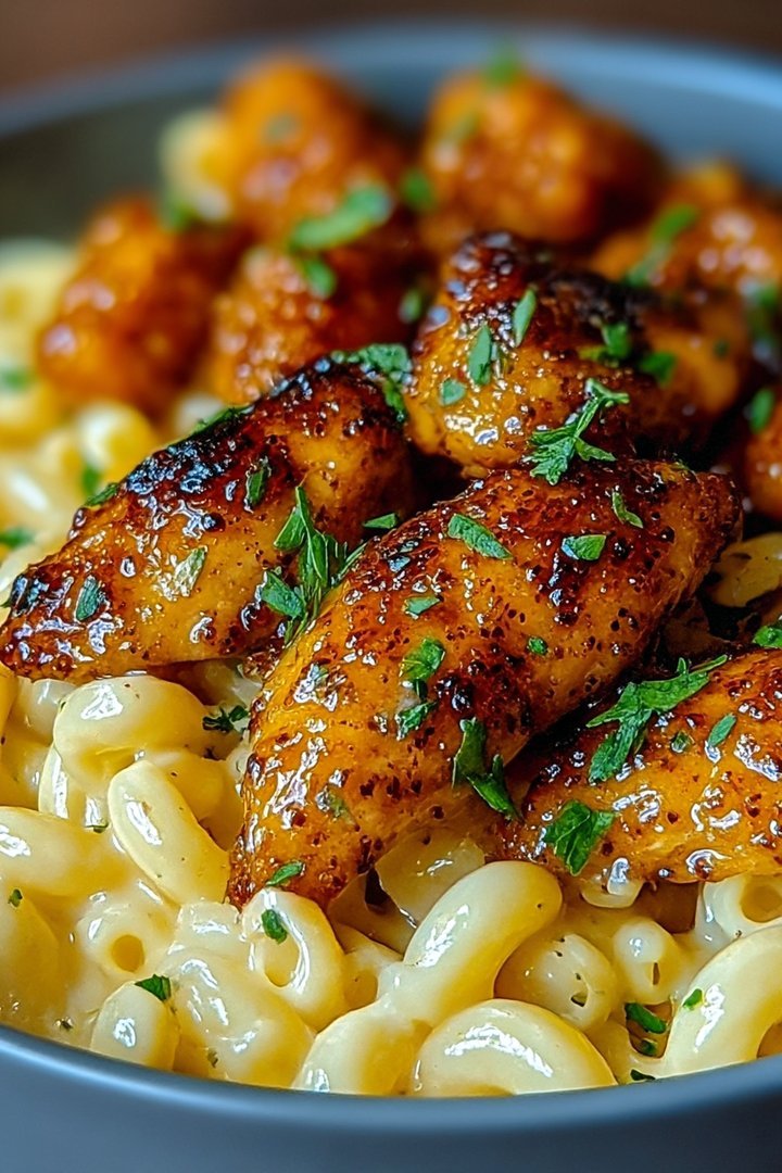 Sweet & Spicy Honey Pepper Chicken with Creamy Mac & Cheese image 2