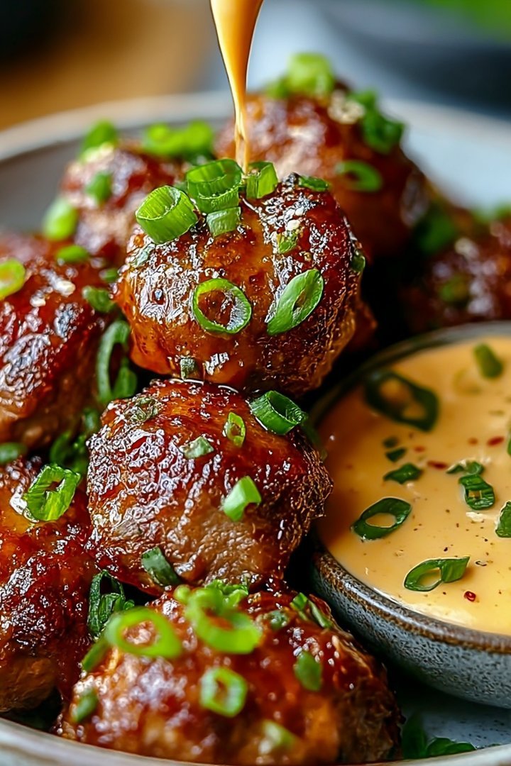 The Best Korean BBQ Meatballs with Spicy Mayo Dip image 2