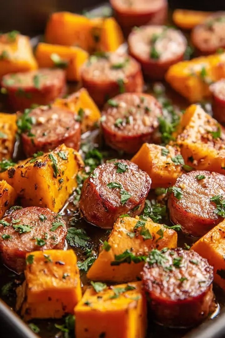 chicken sausage and sweet potatoes with honey garlic sauce image 2