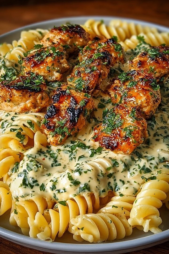 Cheesy Twisted Pasta with Creamy Garlic Parmesan Chicken image 2