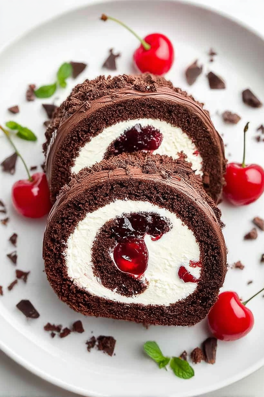 Elegant Black Forest Cake Roll image 2