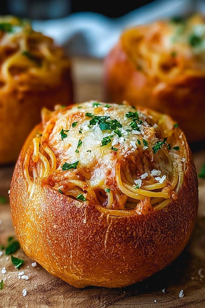 Spaghetti Garlic Bread Bowls image 2