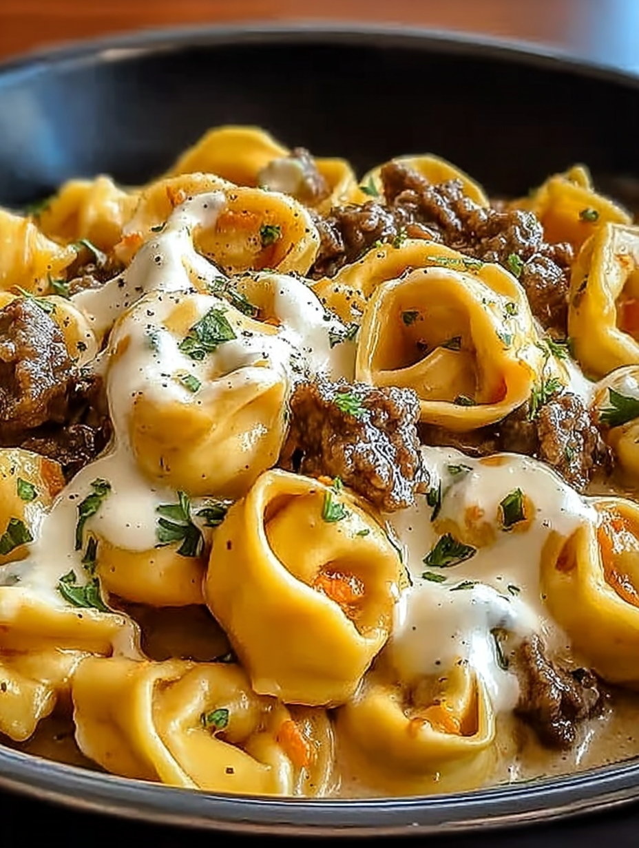 Cheesesteak Tortellini in Rich Provolone Sauce for Cozy Nights image 2