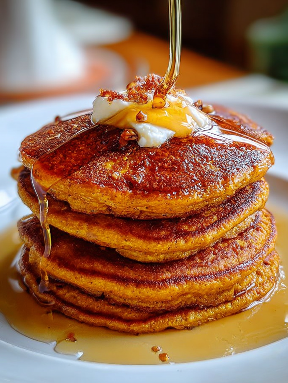Pumpkin Pancakes with Maple Syrup Drizzle image 2