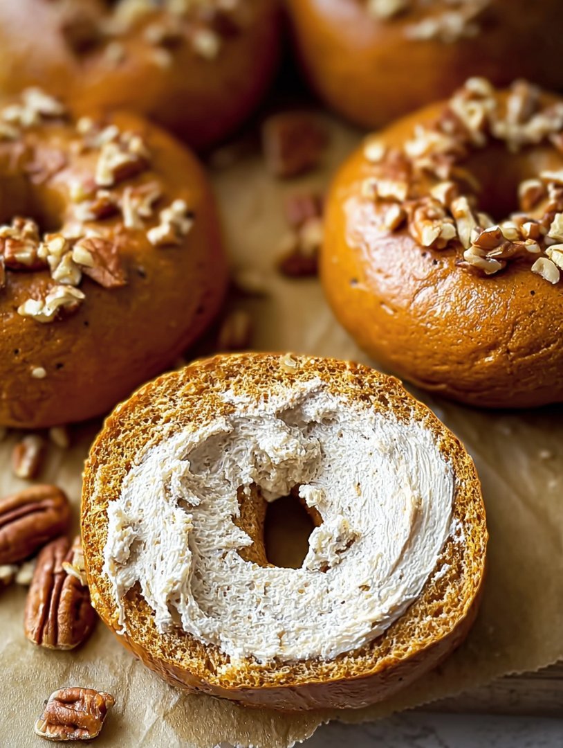 Pumpkin Bagels with Honey Pecan Cream Cheese: Fall's Delight image 2