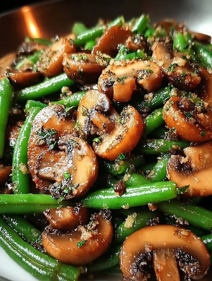 Sauteed mushrooms and green beans image 2