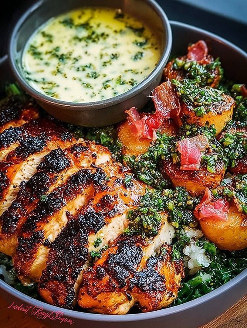 Chimichurri Grilled Chicken Bowl with Garlic Sauce image 2