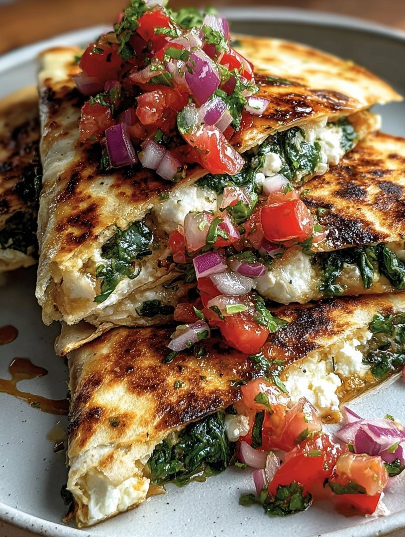 Mediterranean Quesadillas with Spinach, Feta, Mozzarella, and Red Onion image 2